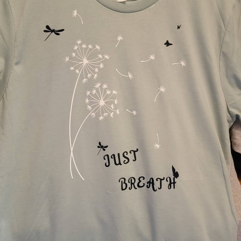 Green Short Sleeve Tee with Dandelion Design